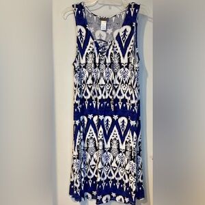 Tommy Bahama Blue & White Pineapple Sleeveless Beach Cover Dress Sz L